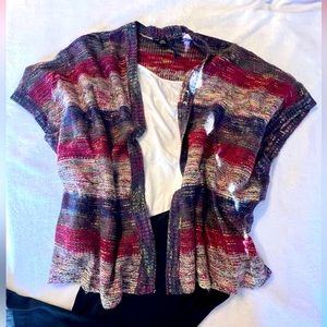 Ultra Flirt Boho Strip Knitted Sleeveless Sweater Vest Kimono Style